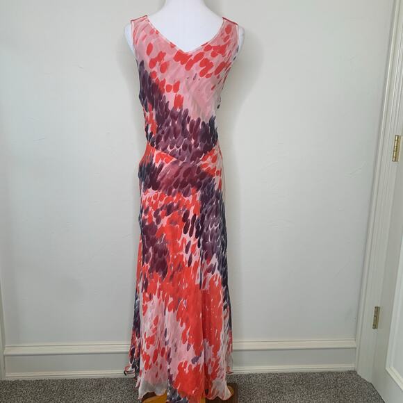 Chelsea Design Red White Black 100% Silk Dress Sz 12 - Picture 2 of 12